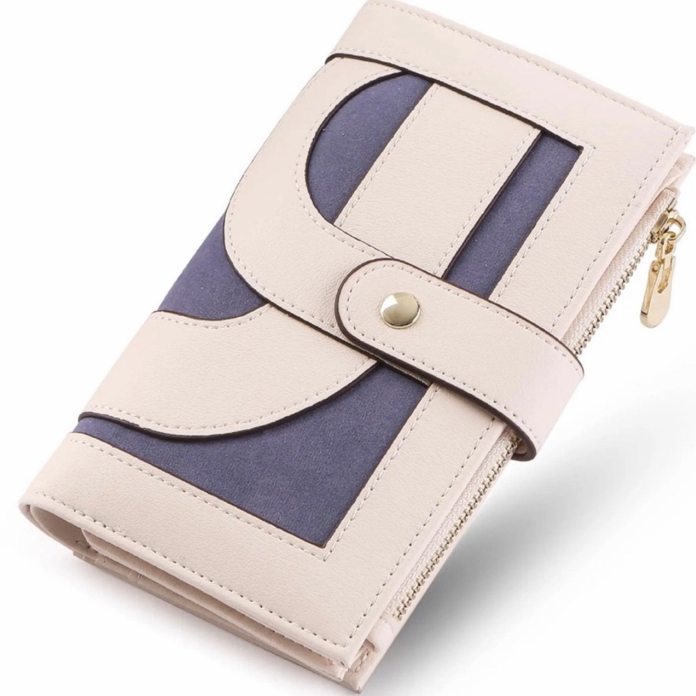 RFID protected Cream and Blue Women's Wallet - Picture 2 of 7